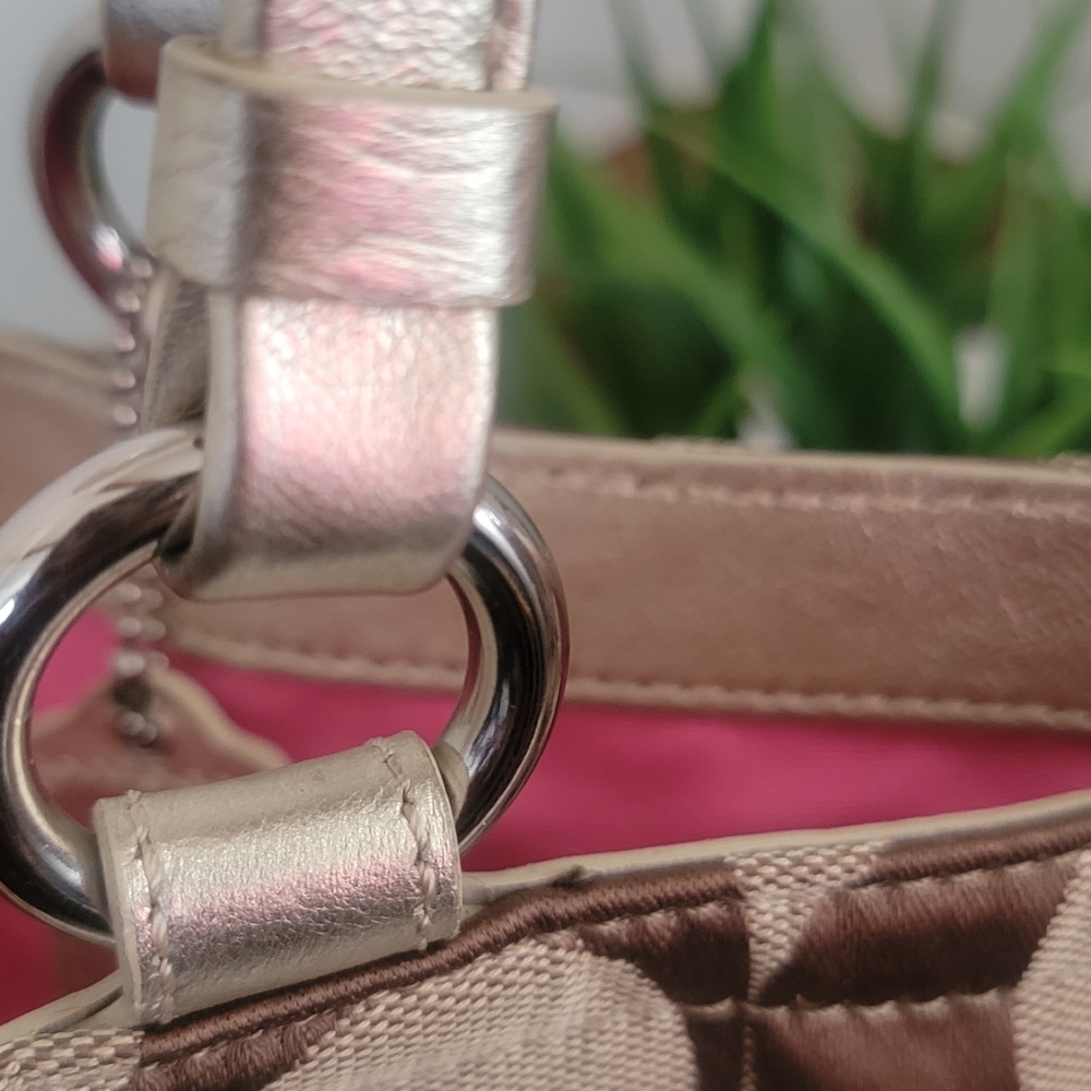 Coach Signature Brown and Pink Tote Bag - Picture 13 of 14